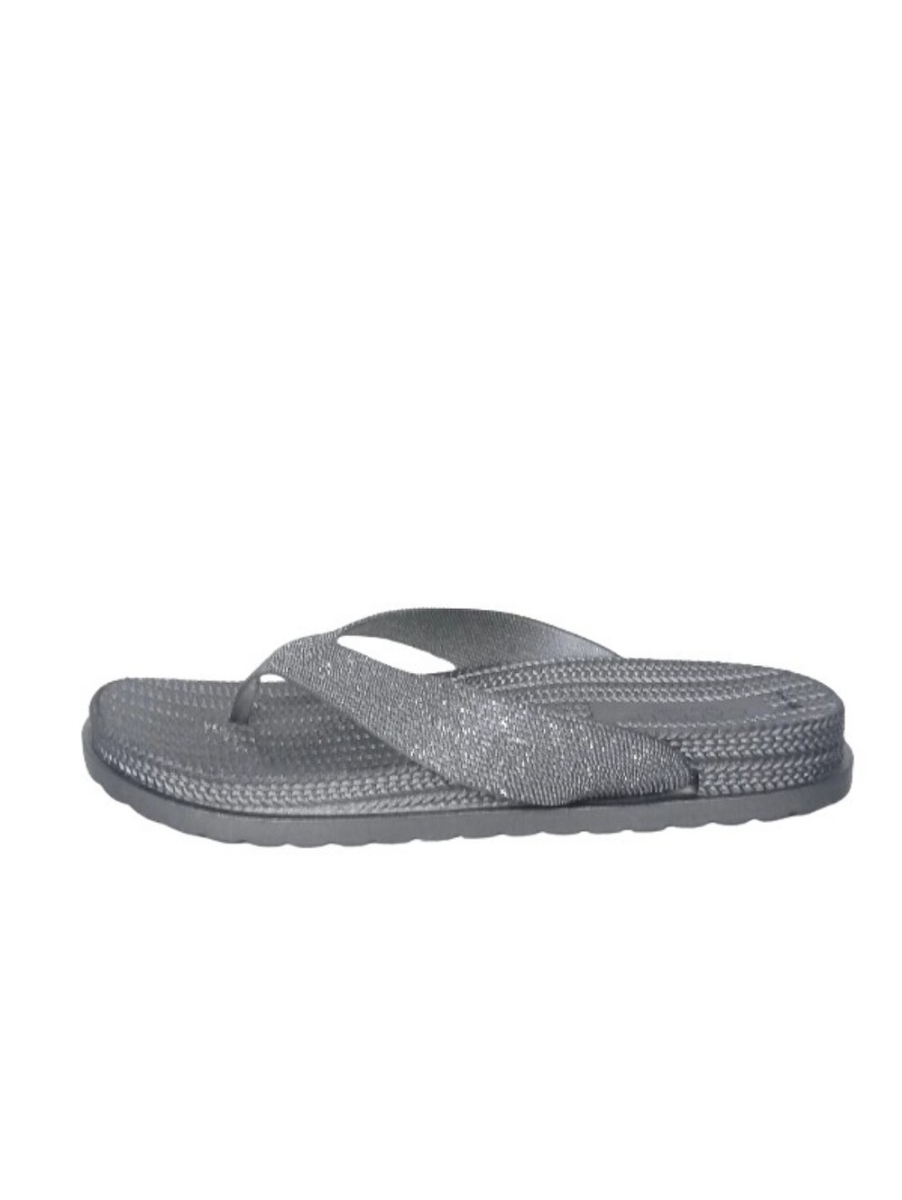 Capelli Sandals Women's 9 Silver Glitter Textured Thong Flip-Flop Shoes